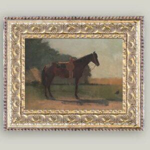 NEW Petal Lane Framed ARTWORK SADDLED HORSE GOLD FRAME 7" X 5"